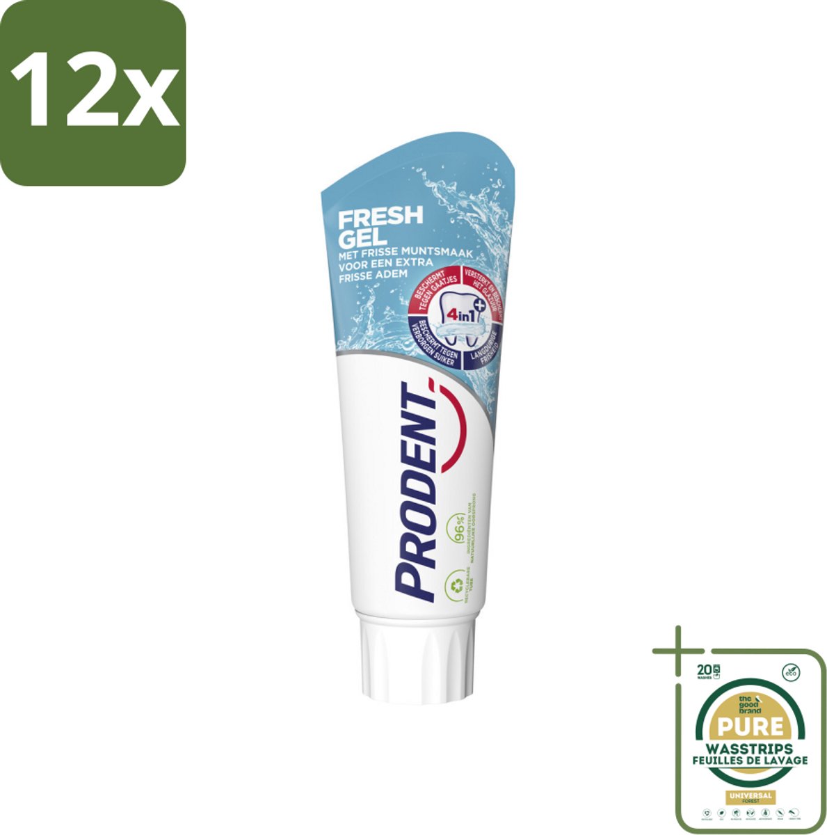Prodent – Tandpasta – Fresh Gel – 75 ml - Voordeelverpakking - 12 stuks - Tandplak - Tanderosie