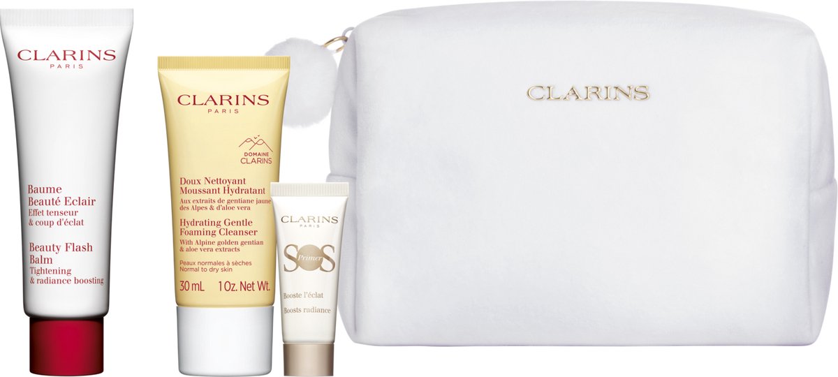 Clarins Beauty Flash Balm | 50 ml + 30 ml + 10 ml + Tasje | Set 4 st