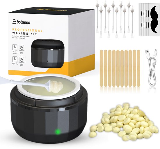 Bolusso Wax Apparaat voor Neus en Gezicht - Compact en Betaalbaar - Wenkbrauw Wax Bundel - Ontharingsset - Wax Heater - Wax Parels - Ontharingsapparaat - Wax Beans Starter Set