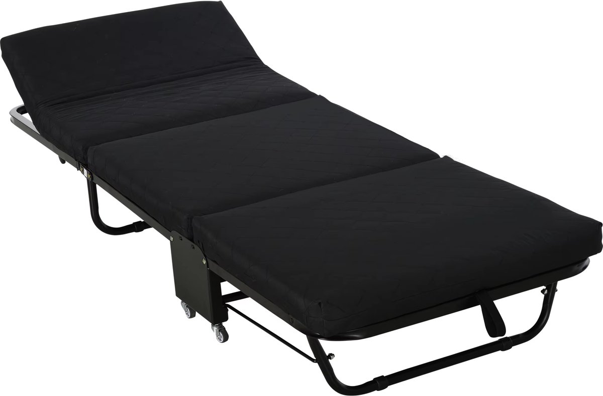 Veldbed - Kampeerbed - Vouwbed - Ligbed - Stretcher- Campingbedje - Opvouwbaar - 1 Persoons - Zwart
