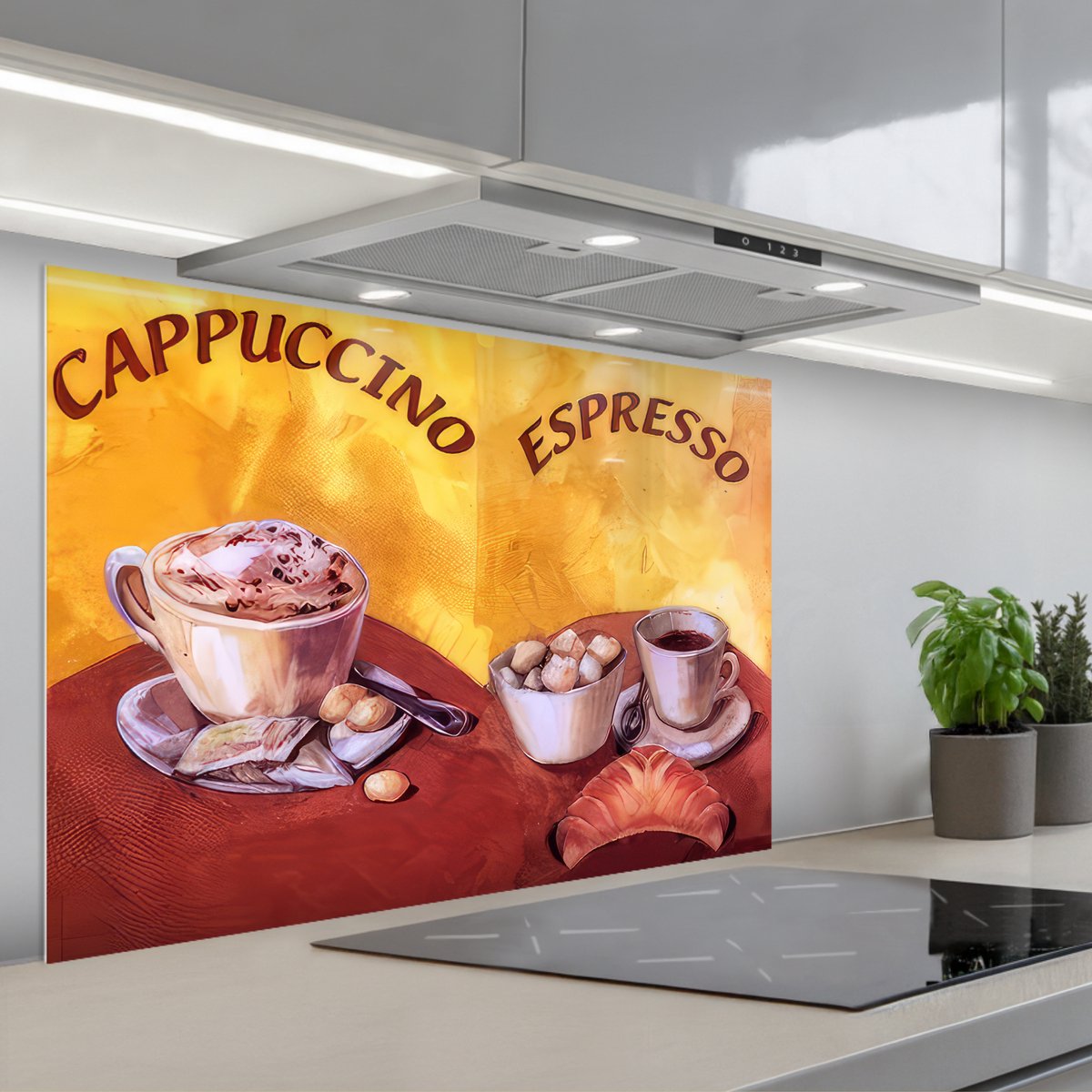 KitchenYeah Spatscherm 90x60 cm Zelfklevende achterwand Cappuccino Espresso Koffie Vintage Keuken muurbeschermer Spatwand fornuis