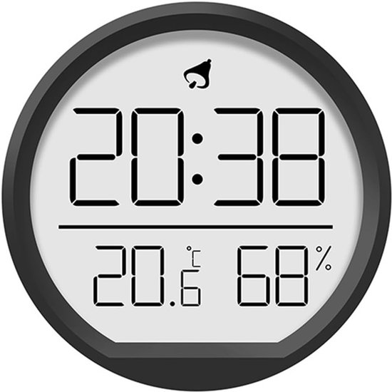 Horloge numérique avec surveillance de la température et de l'humidité, fonction alarme, modèle magnétique/mural, convient à une utilisation à domicile et au bureau, noire.