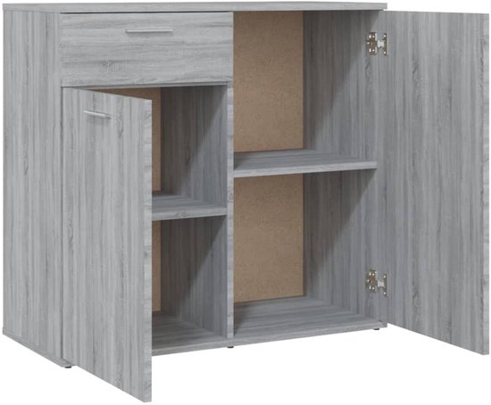 vidaXL Buffet 80x36x75 cm Bois d'ingénierie Chêne Sonoma gris - Buffet - Commodes - Armoire - Armoire murale