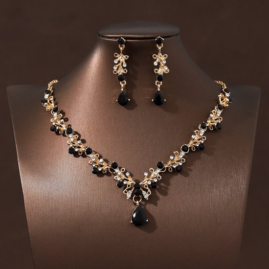 Sieradensets/Ketting- en oorbellensets/Accessoires voor trouwjurken/Sieraden voor diners Zwart