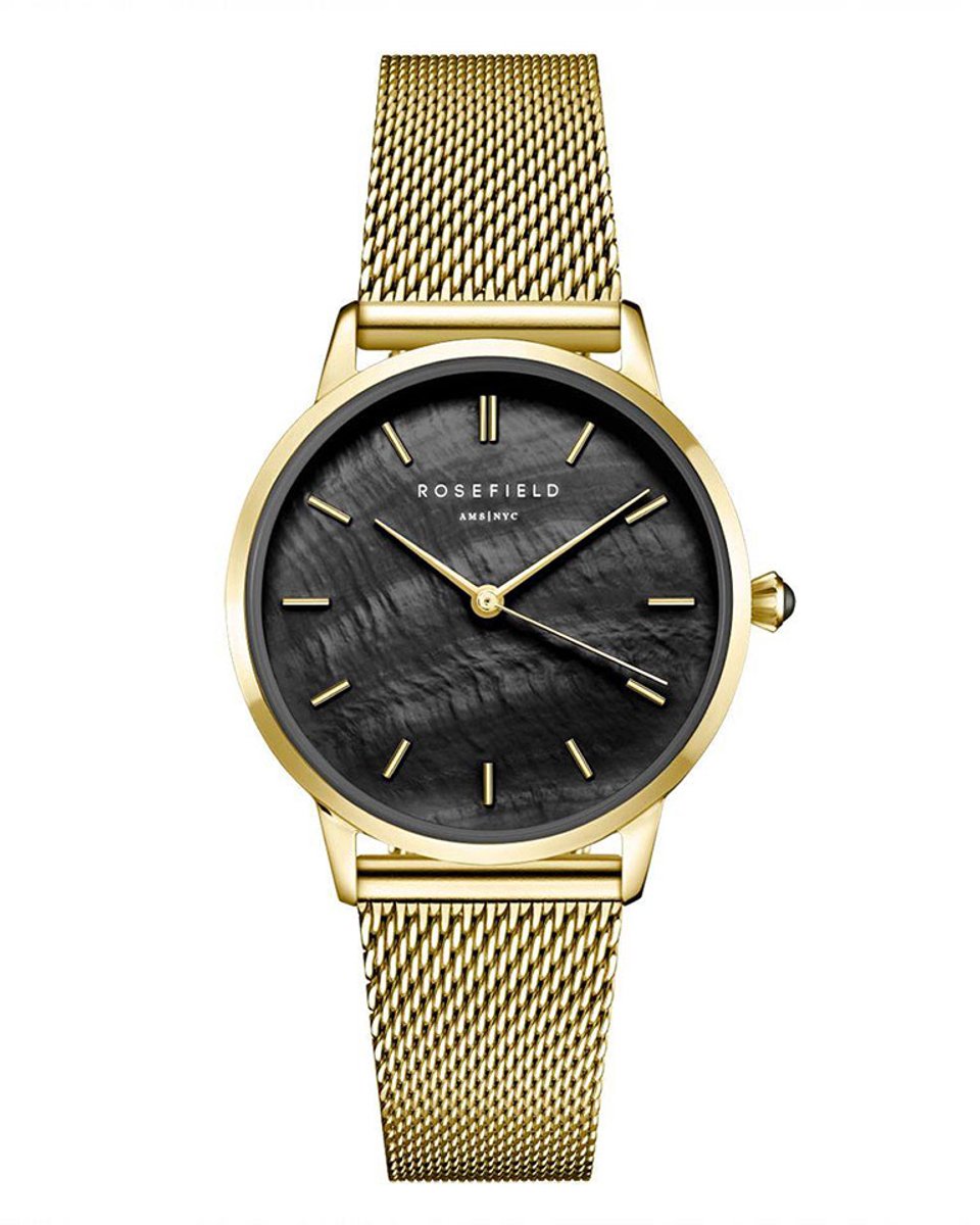 Rosefield RBGMG-R07 - Pearl Edit Mesh Black - Horloge