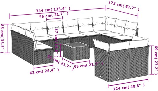 vidaXL-13-delige-Loungeset-met-kussens-poly-rattan-zwart