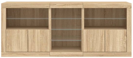 Buffet avec éclairage LED vidaXL 162 x 37 x 67 cm, couleur chêne Sonoma