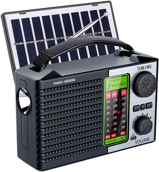 Zonne-energie noodradio met leeslampje