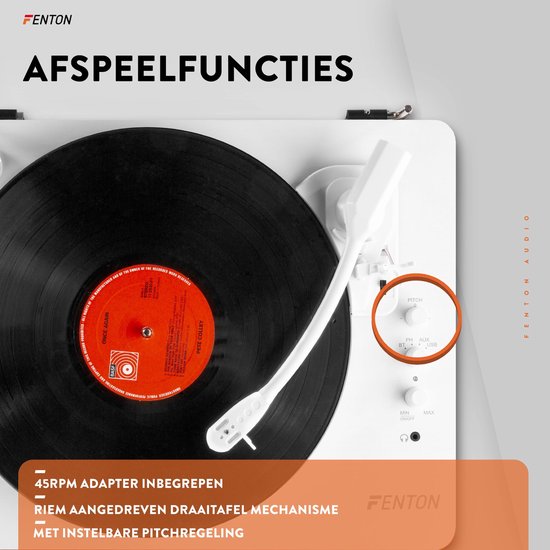 Platenspeler Bluetooth (in/uit) - Fenton RP162W - retro platenspeler met speakers (stereo) en mp3 speler - Wit — afbeelding 5