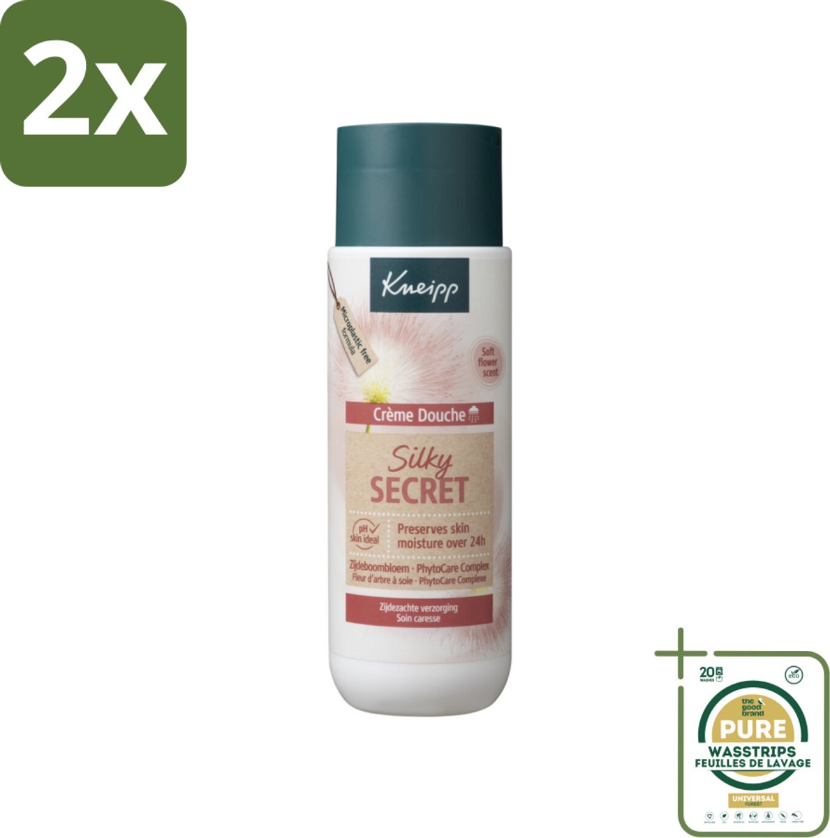 Kneipp - Douchecrème - Silky Secret - 200 ml - Voordeelverpakking - 2 stuks - Natuurlijke ingrediënten - Melkproteïnen