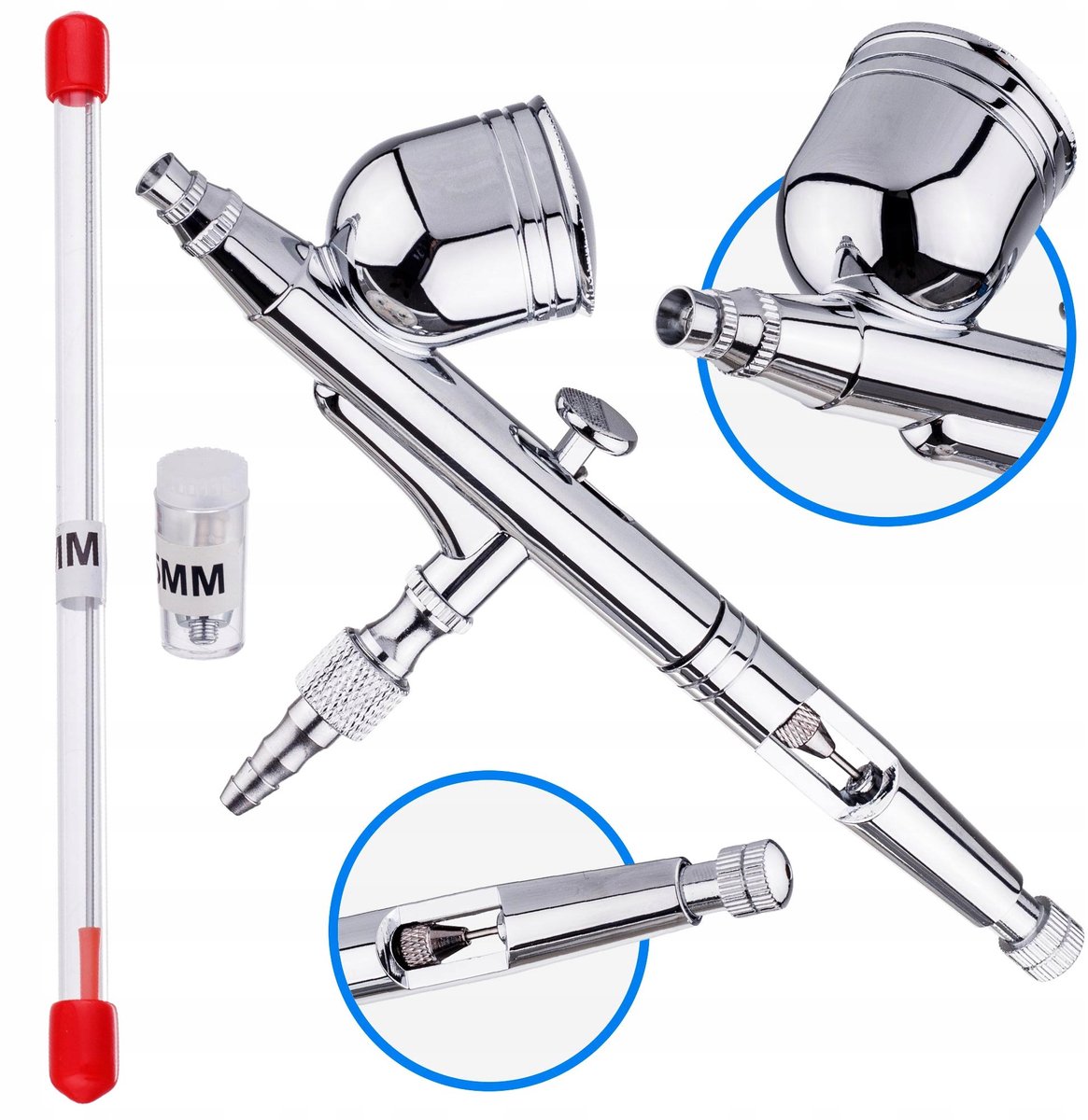 Precisie Airbrush Modelbouw - Dubbele Actie, 2x Mondstuk (0.2+0.3mm)