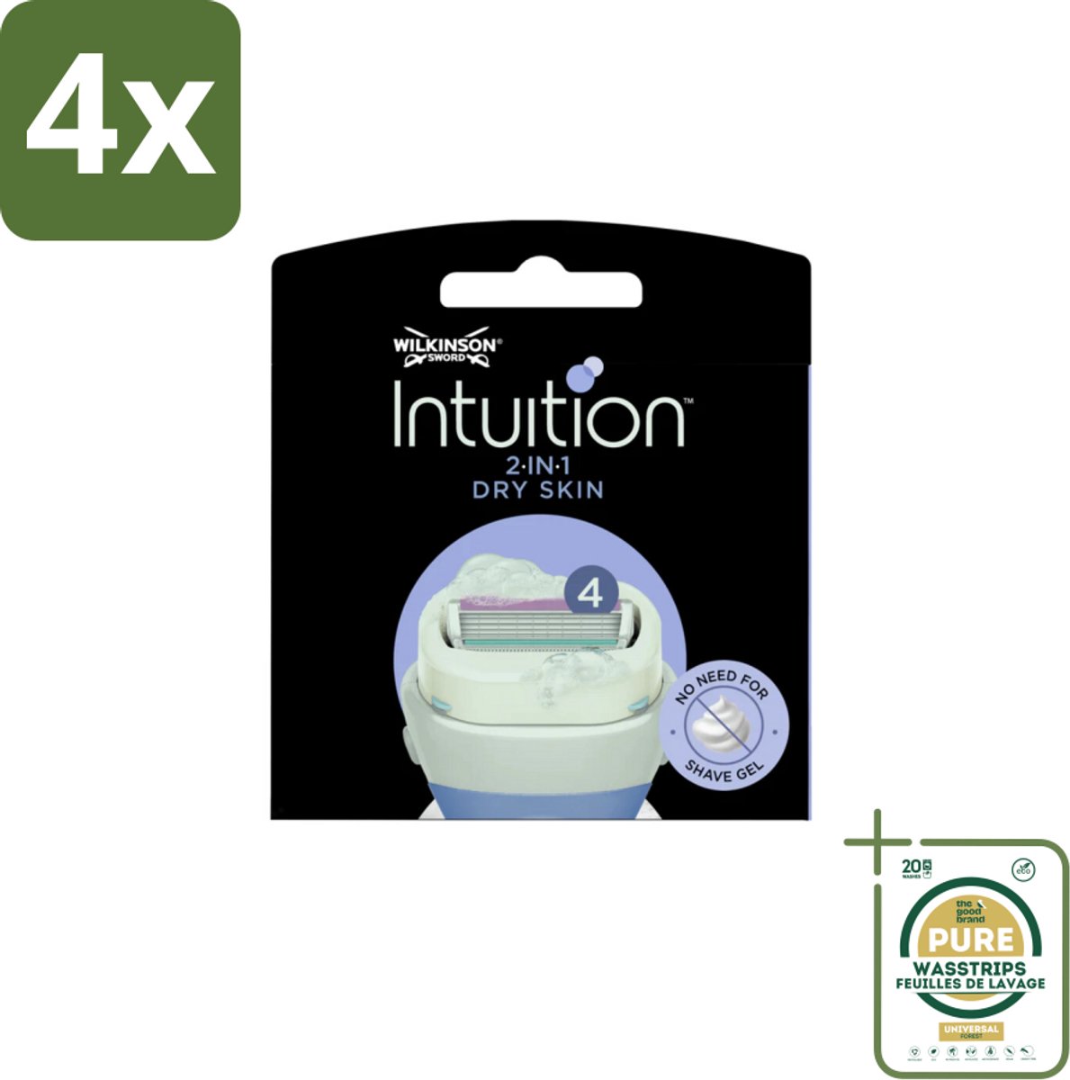 Wilkinson Sword - Navulmesjes - Intuition Mesjes Dry Skin - Verzachtend - 3 mesjes - Voordeelverpakking - 4 stuks - Scheermes - Scheerapparaat