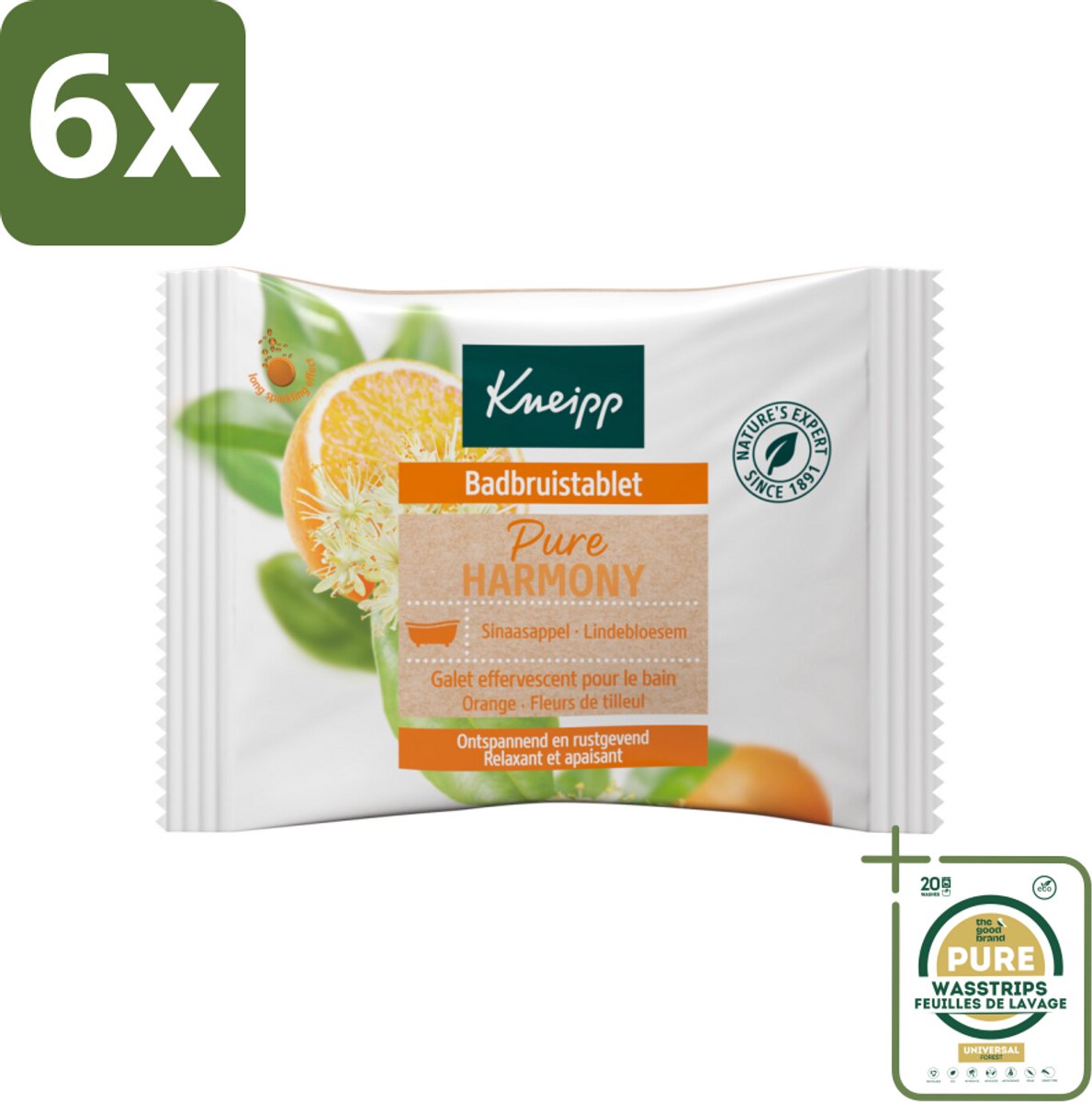 Kneipp - Badbruistablet - Oranje lindebloesem - Voordeelverpakking - 6 stuks - Oranje lindebloesem - Ontspanning