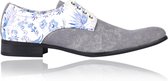 Delft Blue - Maat 42 - Lureaux - Kleurrijke Schoenen Voor Heren - Veterschoenen Met Print