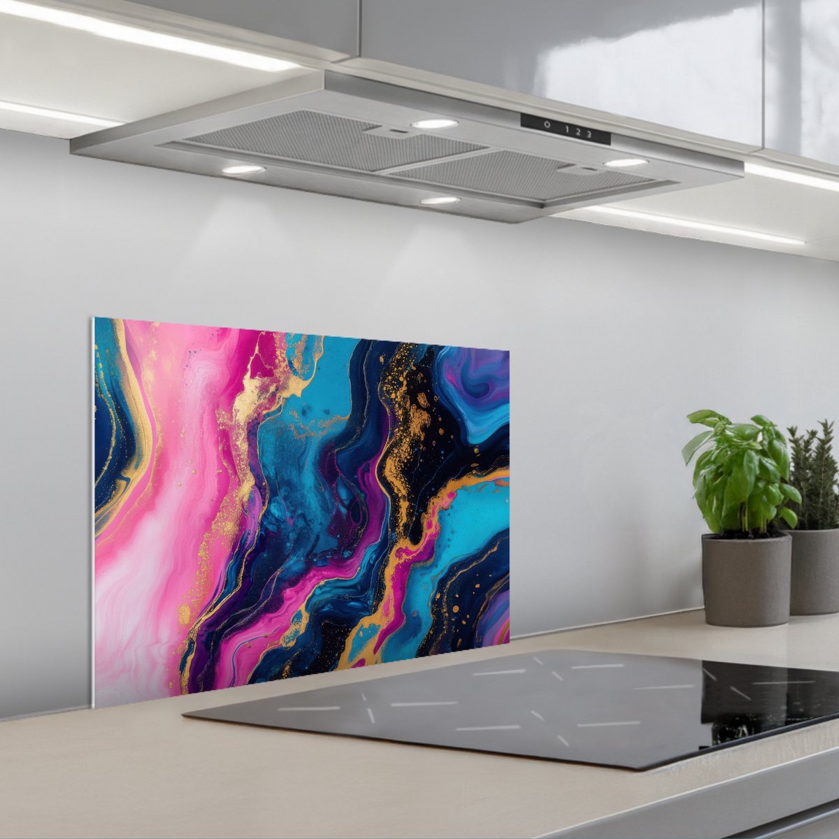 KitchenYeah Spatscherm 60x45 cm Zelfklevende achterwand Marmer Modern Goud Keuken muurbeschermer Spatwand fornuis