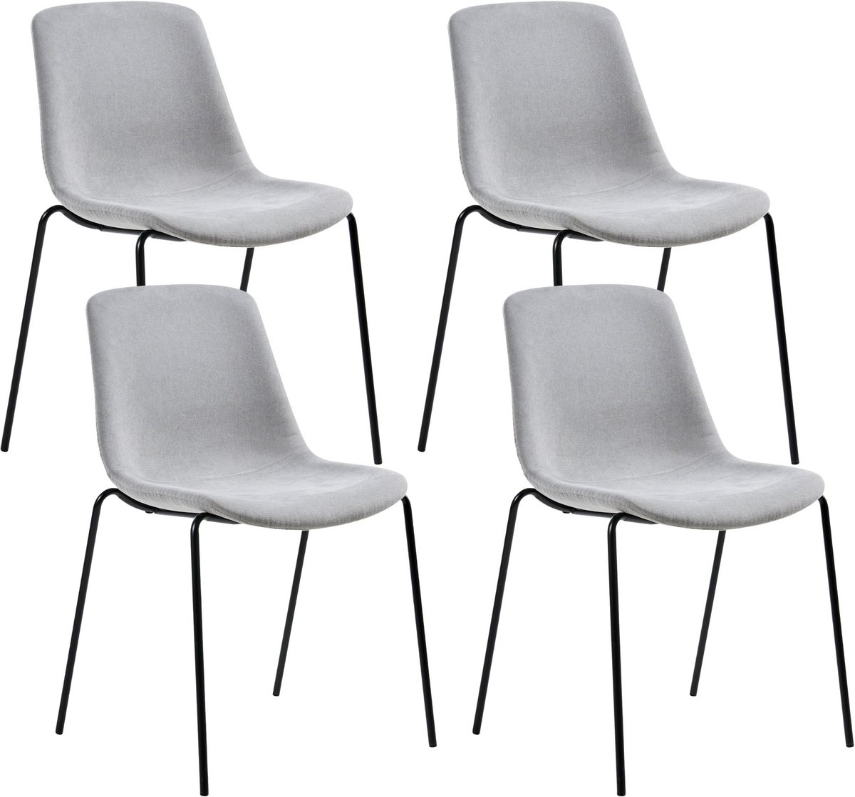 TILLER - Eetkamerstoel set van 4 - Grijs - Polyester