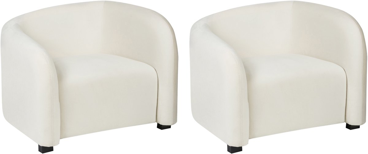 VELTADA - Fauteuil set van 2 - Off-white - Fluweel