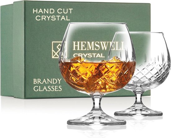 Set van 2 Gesneden Crystal Cognac Glazen - Ideaal Cadeau voor Cognac Liefhebbers