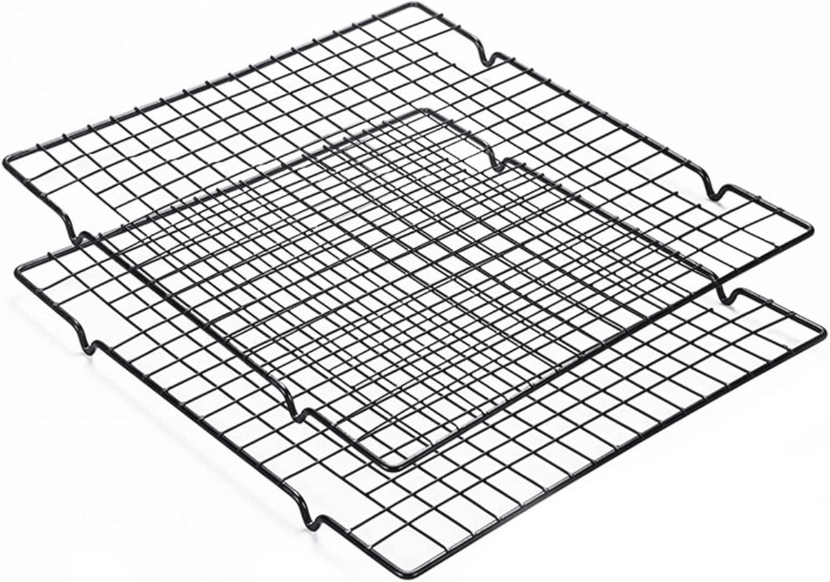 Rechthoekige Cake Koelrek Set van 2 - RVS Bakdraad Rack voor Koelen, Bakken en Grillen