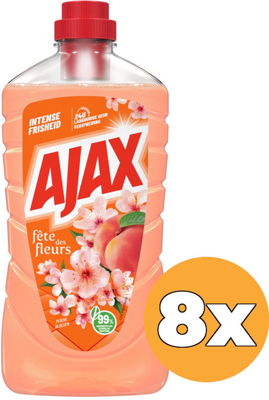 8x Ajax Allesreiniger Fete Des Fleurs Perzik (8 x 1000 ml)