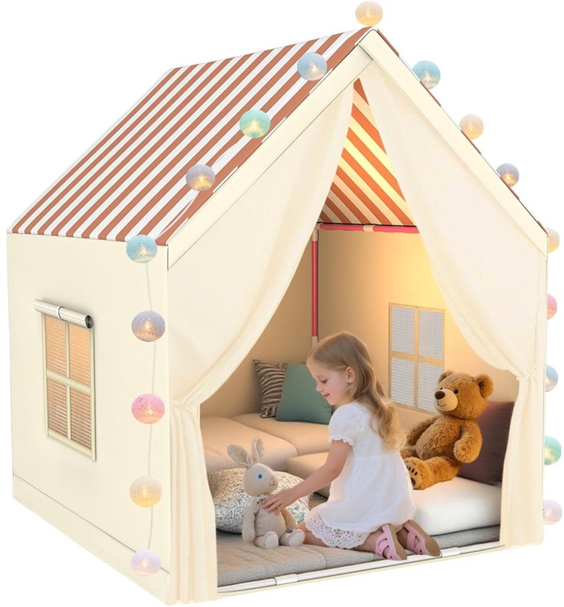 Speeltent Voor Kinderen, Ruime Binnenspeelhuis Met Sterrenlichtjes, Een Dromerige Kleine Wereld Voor Kinderen, Ideaal Voor Binnenspeelruimtes