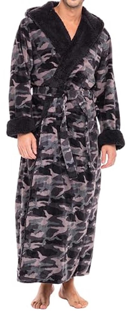 Heren Badjas met Capuchon - Pluche Fleece Lange Badjas voor Extra Comfort