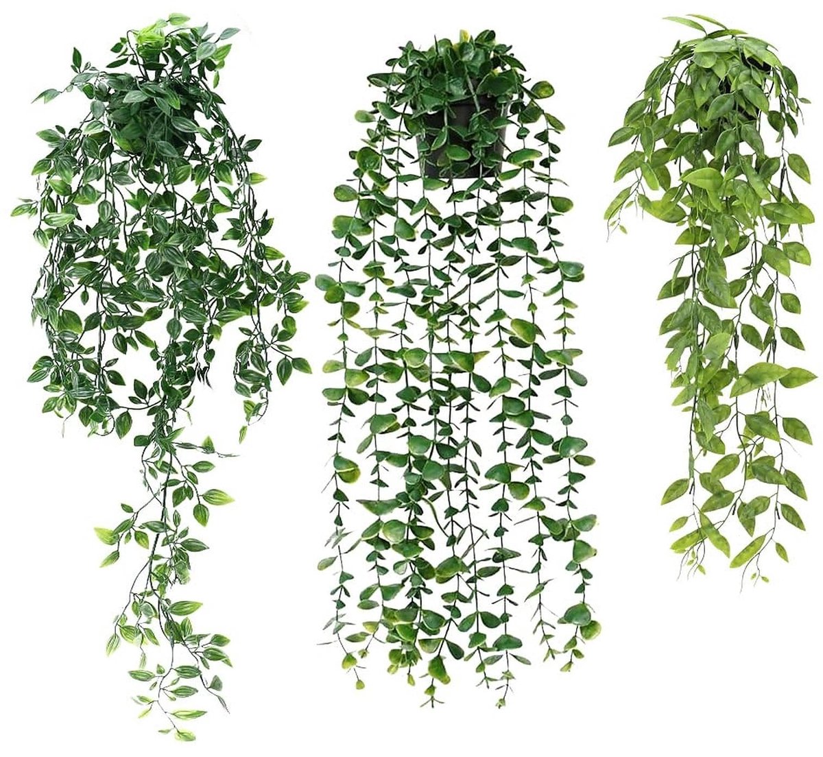 Unyqoos Set van drie decoratieve kunstplanten in potten voor binnen en buiten Groen