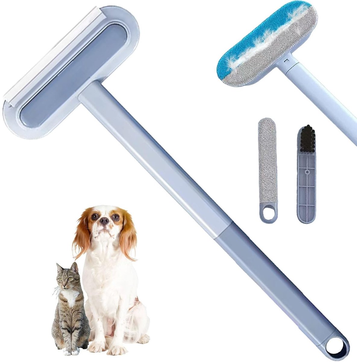 MDUG 44,5 cm lange borstel voor het reinigen van dierenharen - Multifunctionele borstel voor het verwijderen van katten- en hondenhaar - Geschikt voor banken, matrassen, tapijten, kleding en ramen - Herbruikbare reinigingsborstel