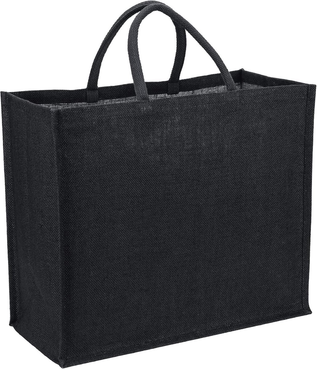 Comfortabele Boodschappentas - Zwart Canvas en Jute, 25L, Ergonomische Handgreep