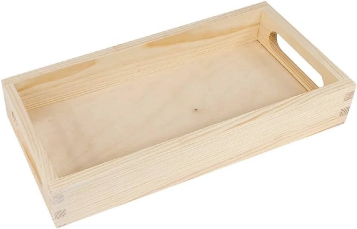 Houten Dienblad Serveerbed voor Ontbijt met Handgrepen - Natuurlijk Hout 30 x 15 cm