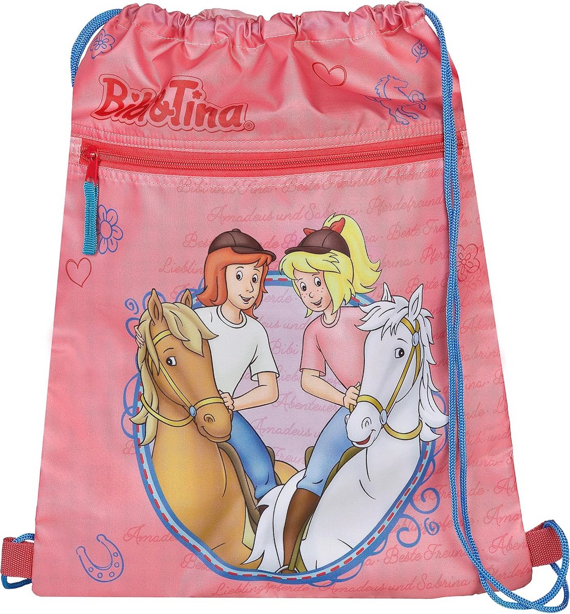 Gymtas met veiligheidssluiting en ritsvak - roze, ca. 32 x 41 cm