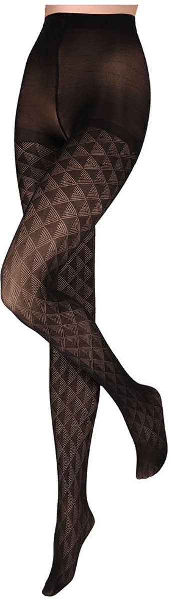 Panty met driehoeken design zwart 60den XXL