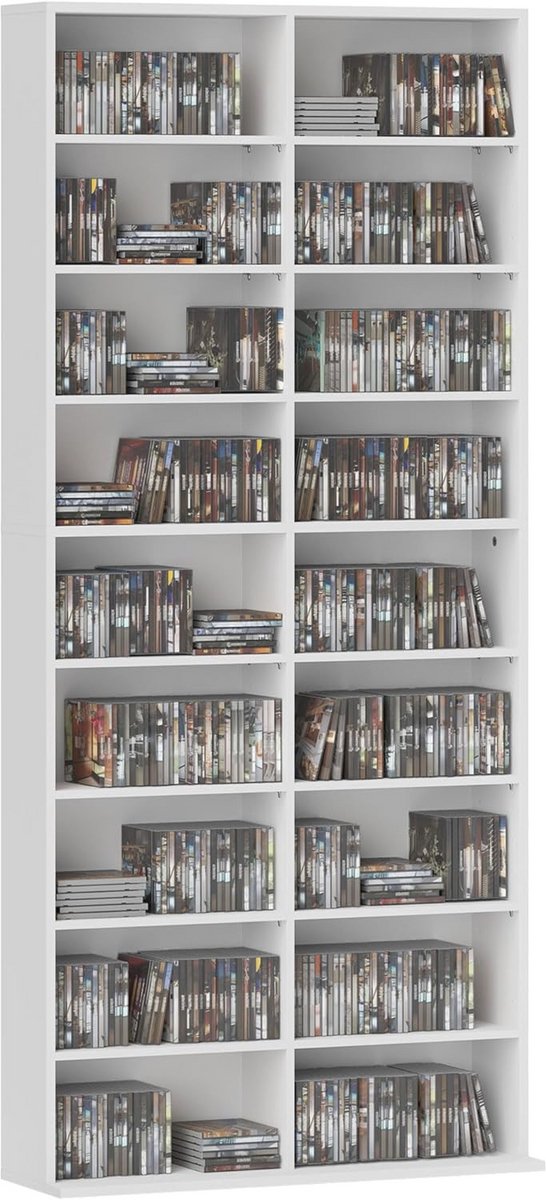CD/DVD-opslagunit met verstelbare planken voor woonkamer en kantoor - 640 CD's / 360 DVD's
