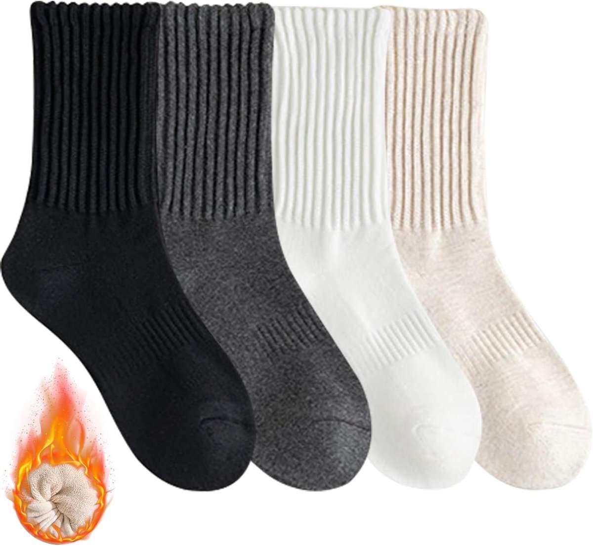 Allecta - Set van 4 warme wollen thermosokken voor dames - Comfortabele en ademende dikke wintersokken