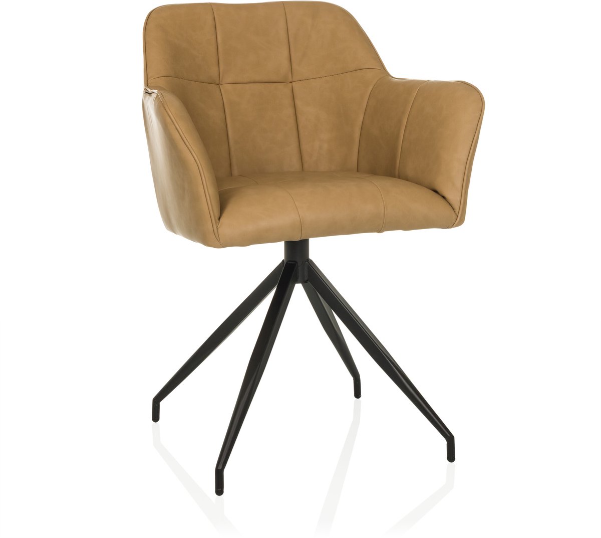 hjh LIVING Eetkamerstoel / gestoffeerde stoel ELVERUM SPU kunstleer cognac hjh LIVING