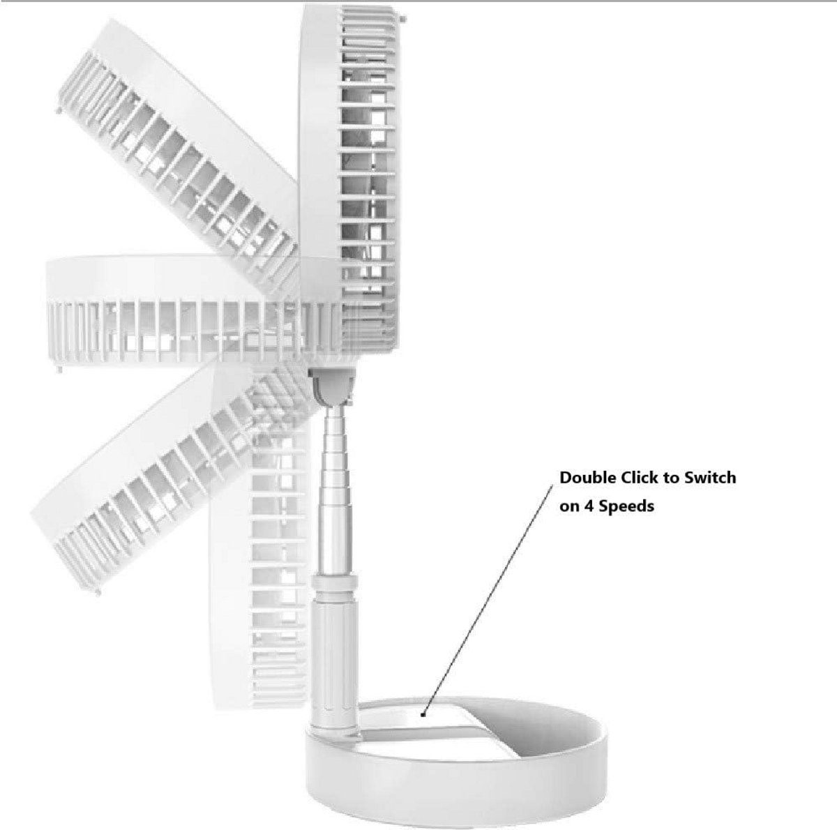 Draagbare Accu Ventilator - Opvouwbare Tafelen Vloer Ventilator met 4 Snelheden en 8 Inch Blad thumbnail 3