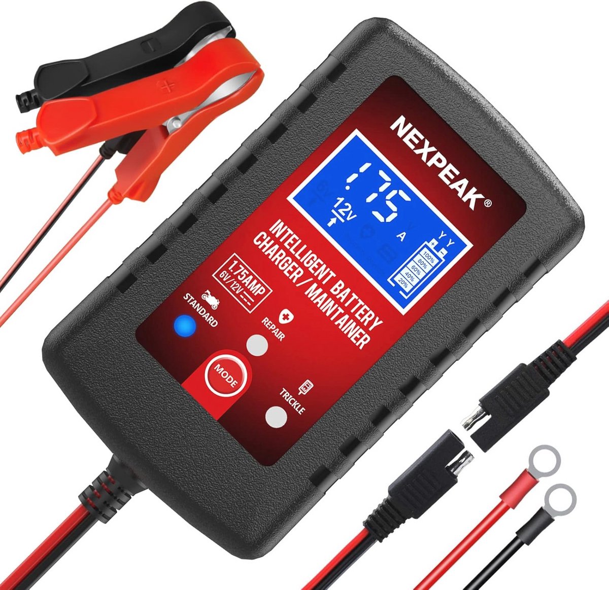 Slimme Volautomatische Batterijlader 6V en 12V voor Auto, Grasmaaier, Motorfiets en Boot