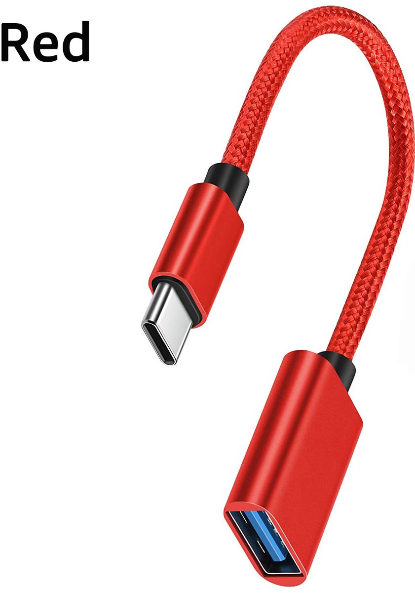 OTG Type-C Adapter Kabel – USB naar USB-C Converter – Compact – Universeel – Rood