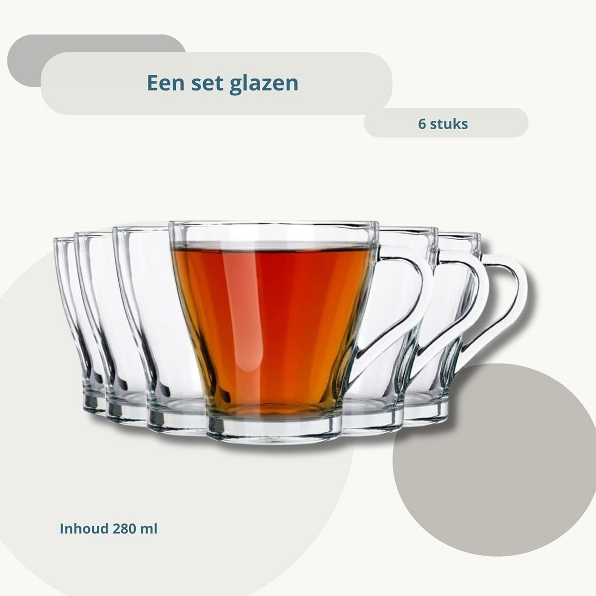 Set van 6 drinkglazen met handvat - 280 ml