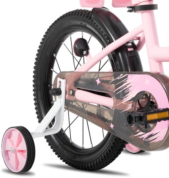 Joystar Zinnia Kinderfiets - 16 Inch - Met Mandje & Slingers - Zijwieltjes - Bel - Terugtraprem - Roze van JOYSTAR — afbeelding 5