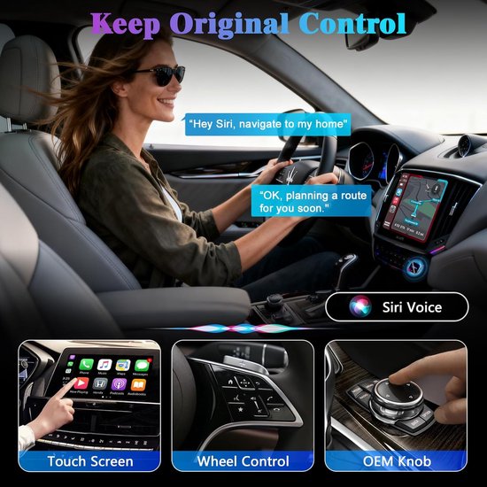Daity 1 stuk - Draadloze CarPlay-adapter - van bedraad naar draadloos - ondersteunt CarPlay en Android Auto - geschikt voor kleine apparaten zoals de iPhone Mini - USB/Type-C-interface, plug-and-play - compatibel met iOS en Android 10 en hoger. van Merkloos — afbeelding 2