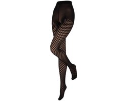Sarlini - Panty met blokken patroon - zwart - 40 den - Maat L/XL
