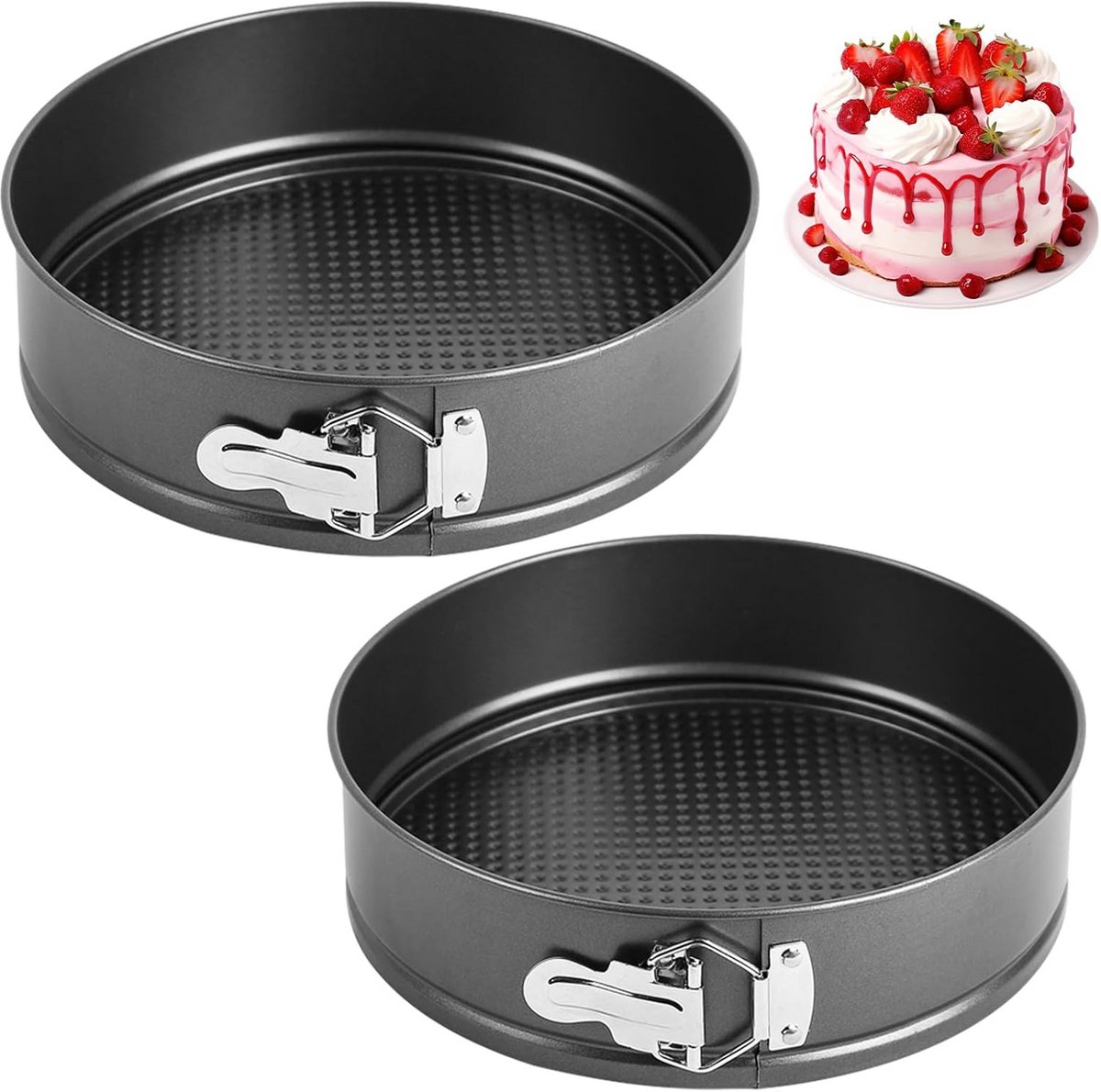 Set van 2 Ronde Springvormen met Antiaanbaklaag, 14 cm