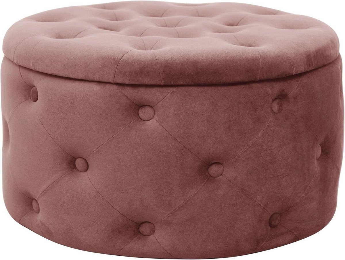 Stijlvolle Pouf met Opbergruimte 55 cm | Luxe Velours | Voetensteun | Multi-inzetbaar | Compact Ontwerp | Roze