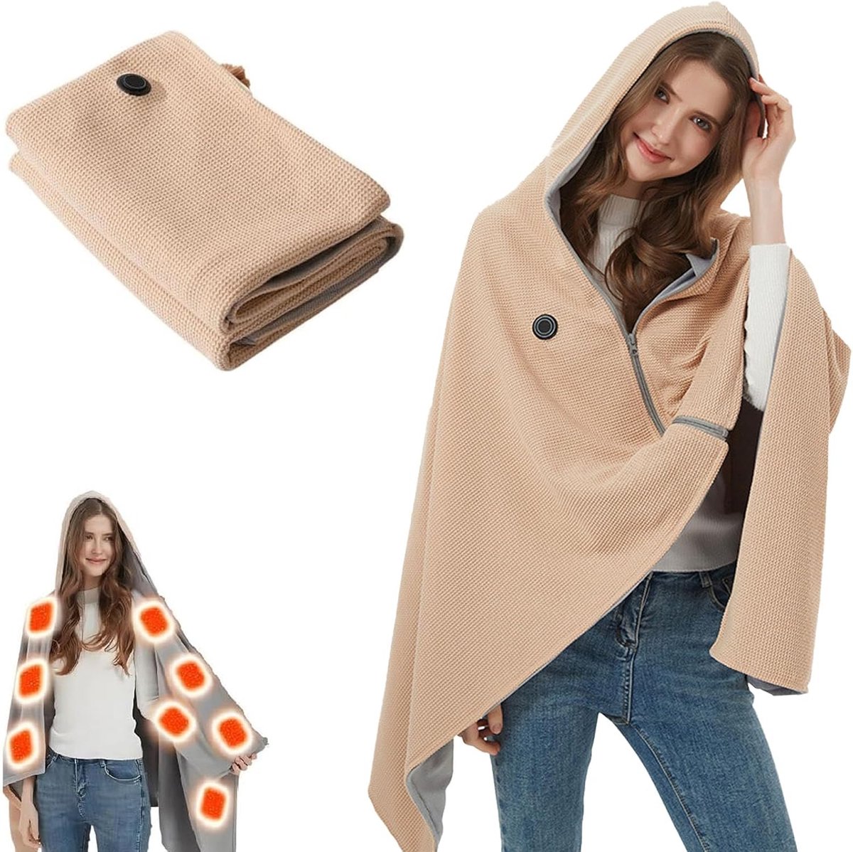 Elektrische deken - 150x80cm - Hoodie Deken - 3 Standen - - Elektrische - €28,99