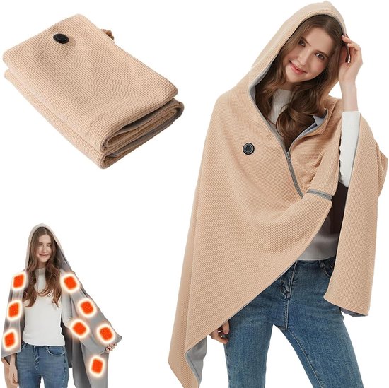 TRAFIR Oplaadbare Hoodie Deken 150x80cm met 3 Warmtestanden
