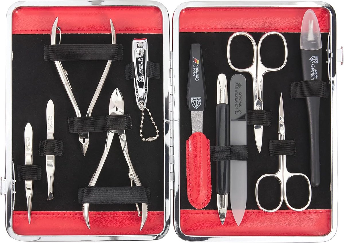 11-delig manicure- en pedicure set in stevig frame etui - perfect voor nagelverzorging