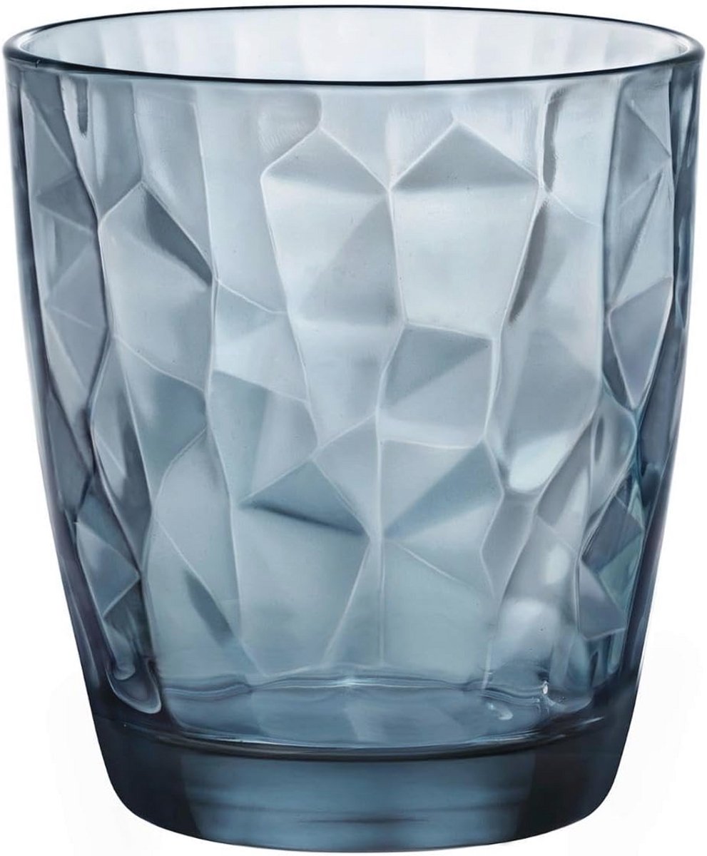 Blauwe waterglazen in diamant-look - 6 stuks 12 cl