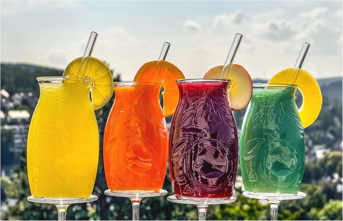 13-delige Tiki cocktailset voor 6 personen - met glazen rietjes en reinigingsborstel