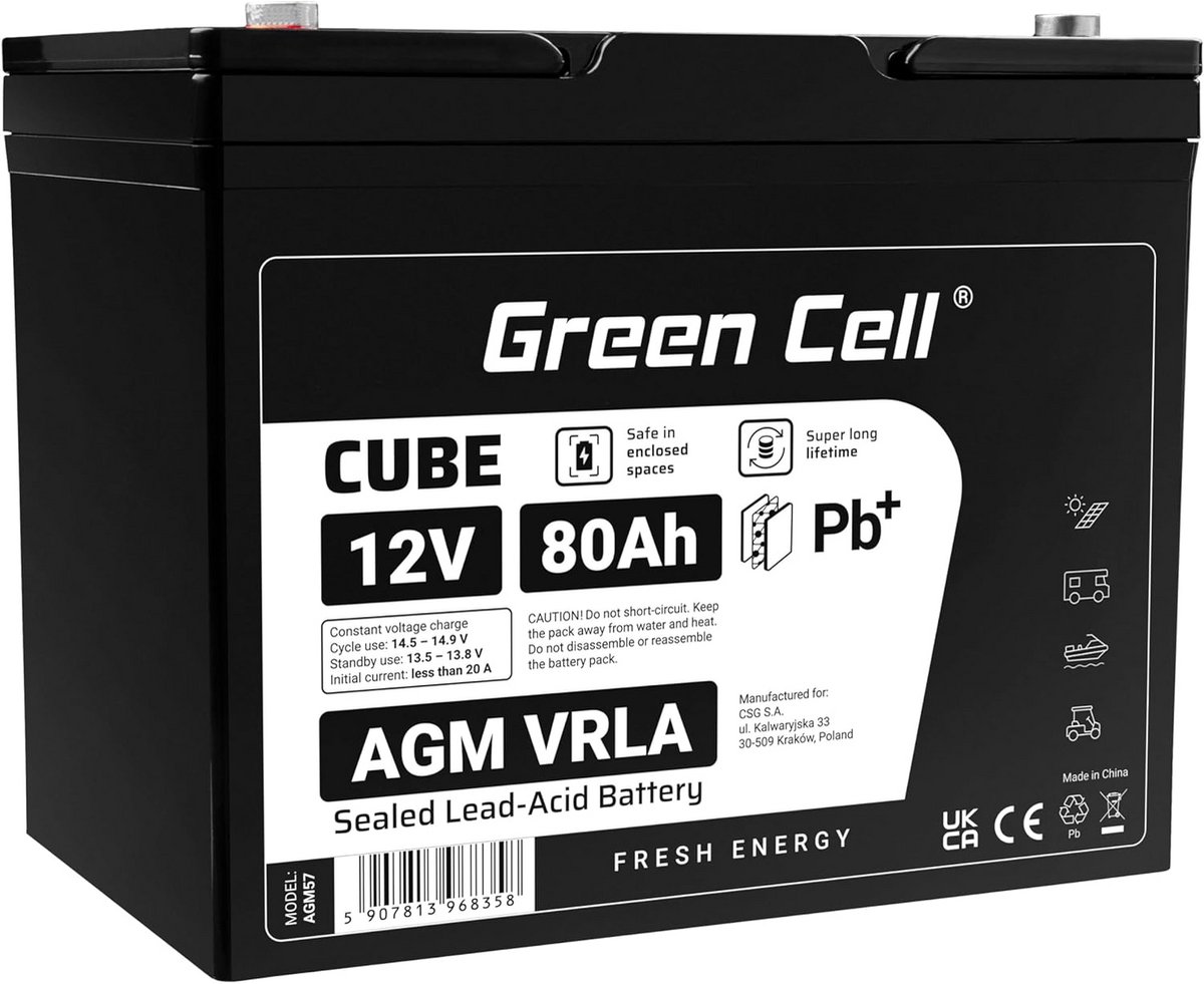 Onderhoudsvrije AGM Accu 12V 80Ah voor Zonne-energie, Caravan en Noodstroom
